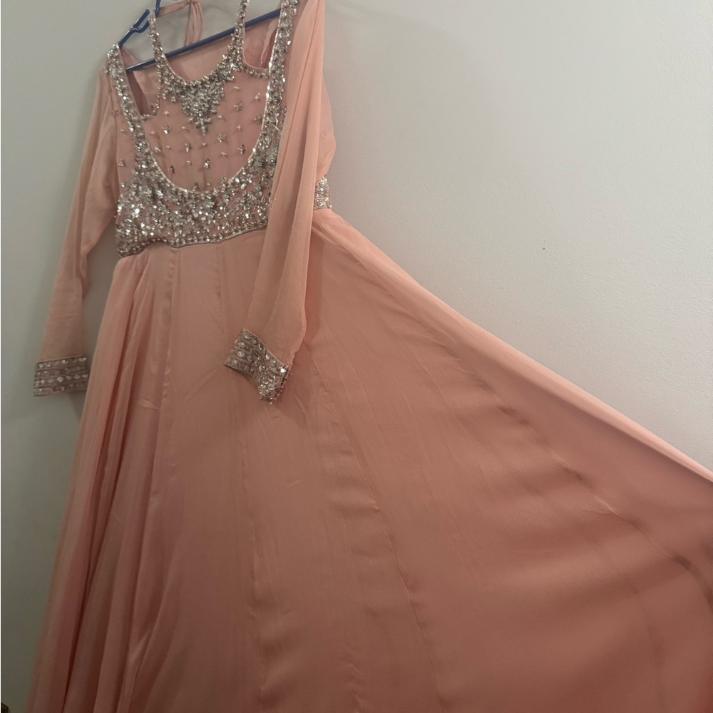 Embellished Peach Evening dress pakistani